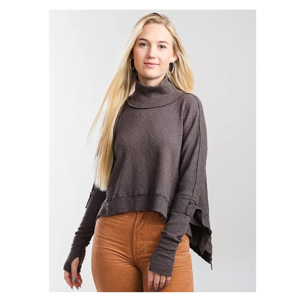 Free People Brown Horseshoe Moon Daisy Thermal Top Sz.M